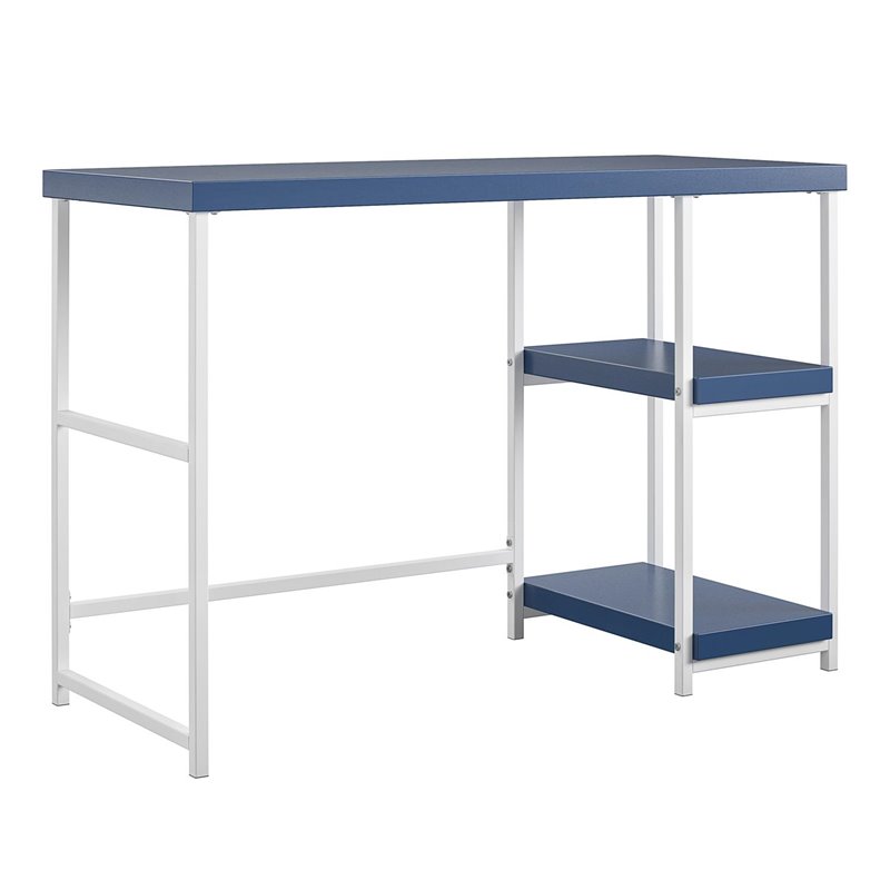 Transitional Desk with Reversible Shelves in Navy
