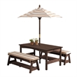 Rosebery Kids Modern Wood Outdoor Table and Bench Set in Espresso