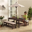 Rosebery Kids Modern Wood Outdoor Table and Bench Set in Espresso