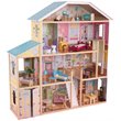 Rosebery Kids Modern Wood 34 Piece Majestic Mansion in Pink and Natural