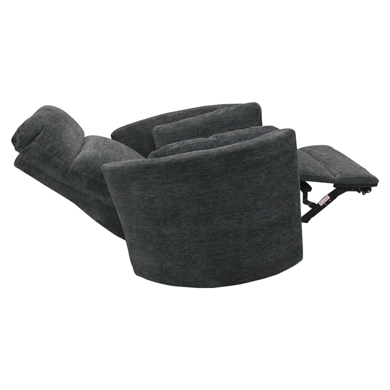 Rosebery Kids Polyester Fabric Power Swivel Glider Recliner in Black