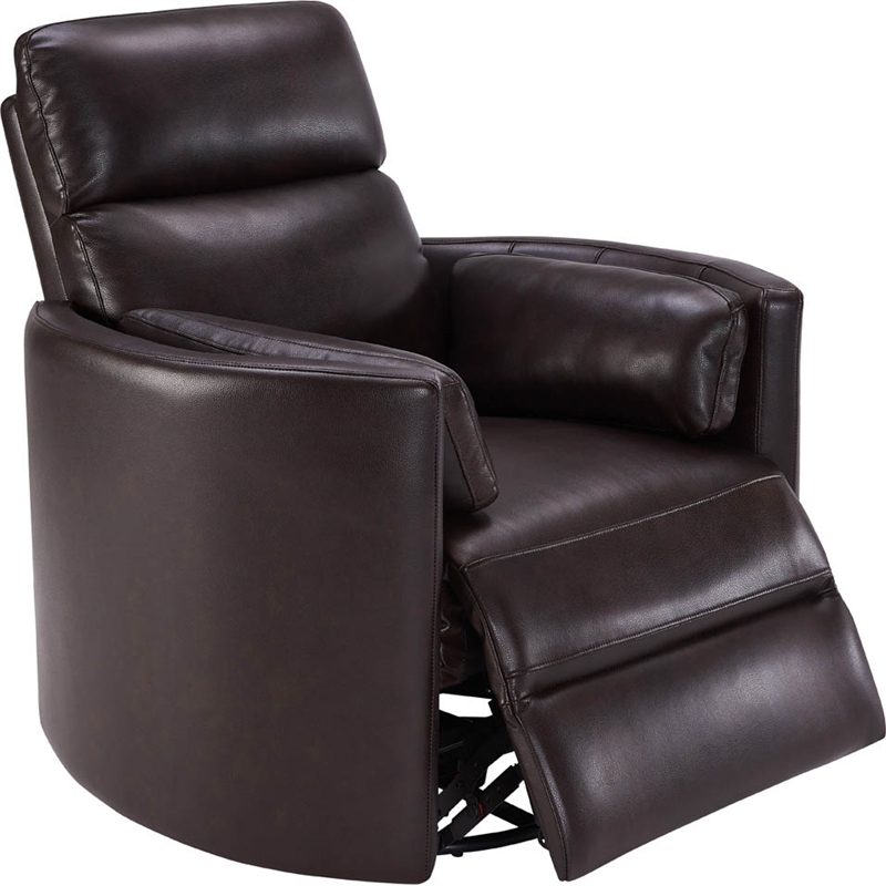 Rosebery Kids Leather Power Cordless Swivel Glider Recliner in Brown