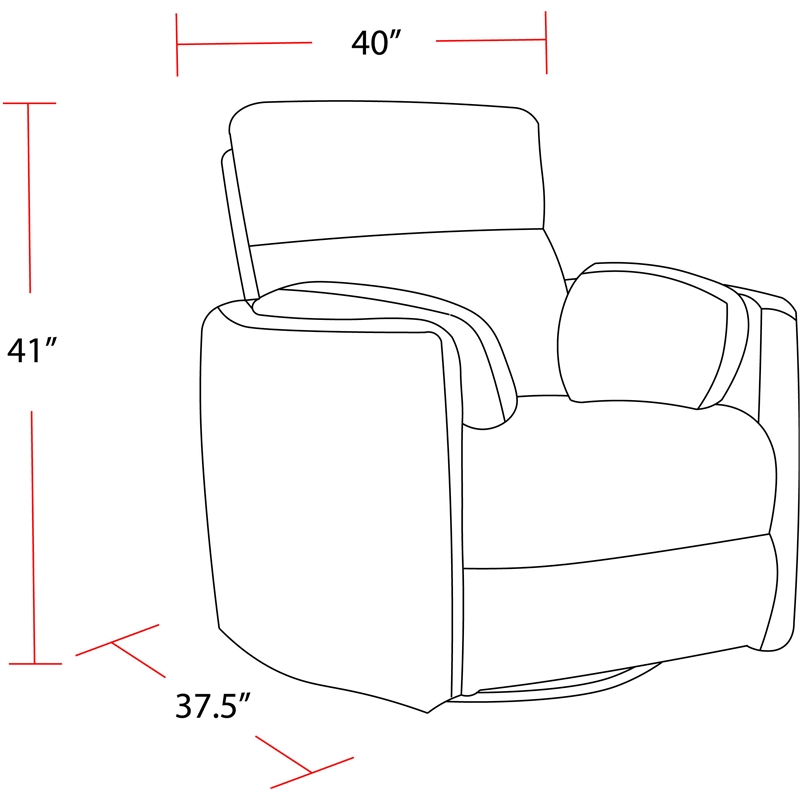 Rosebery Kids Leather Power Cordless Swivel Glider Recliner in Brown