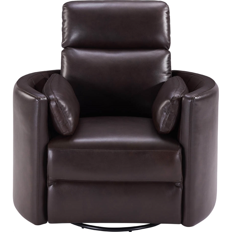 Rosebery Kids Leather Power Cordless Swivel Glider Recliner in Brown