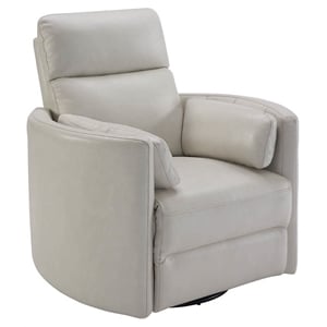 Rosebery Kids Leather Power Cordless Swivel Glider Recliner in Ivory