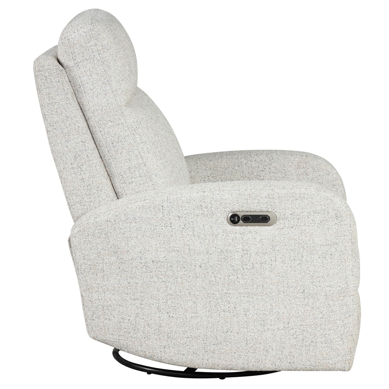 Rosebery Kids Fabric Power Swivel Glider Recliner in Cream Finish