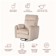 Rosebery Kids Modern Large Corduroy Fabric Swivel Recliner in Ivory