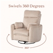 Rosebery Kids Modern Large Corduroy Fabric Swivel Recliner in Ivory