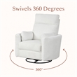 Rosebery Kids Modern Chenille Fabric Swivel Recliner in Oyster White