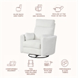 Rosebery Kids Modern Chenille Fabric Swivel Recliner in Oyster White