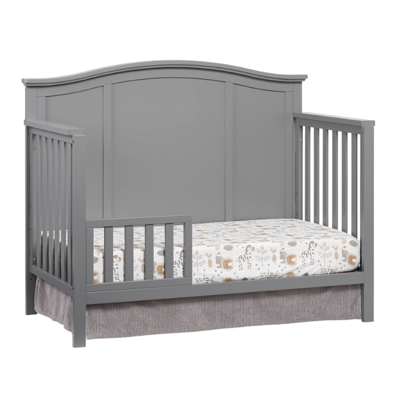 Rosebery Kids Modern Wood 4 In 1 Convertible Crib in Dove Gray Finish