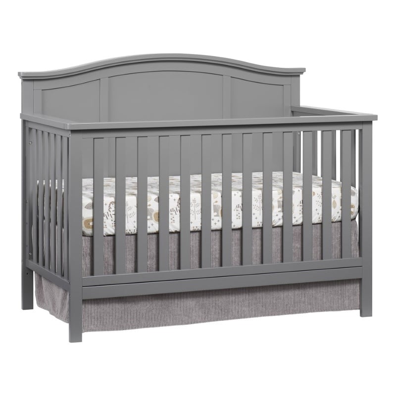 Rosebery Kids Modern Wood 4 In 1 Convertible Crib in Dove Gray Finish