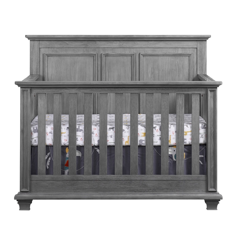 Rosebery Kids Modern Wood 4 In 1 Convertible Crib in Graphite Gray