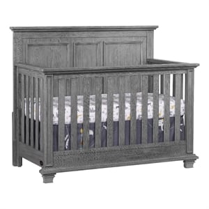 Rosebery Kids Modern Wood 4 In 1 Convertible Crib in Graphite Gray