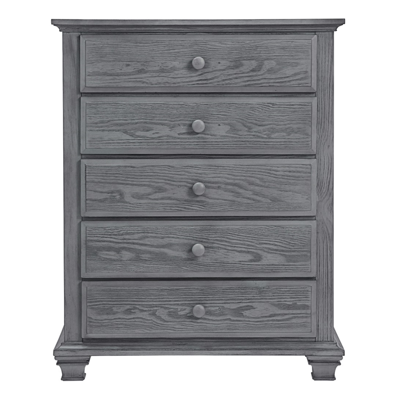 Rosebery Kids Set of 2 Graphite Gray 4 In 1 Convertible Crib & 5-Drawer Chest