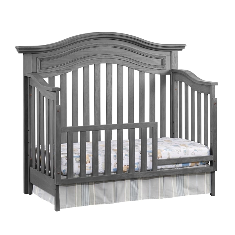 Rosebery Kids Set of 3 Gray 4 In 1 Convertible Crib & Chest & Nightstand