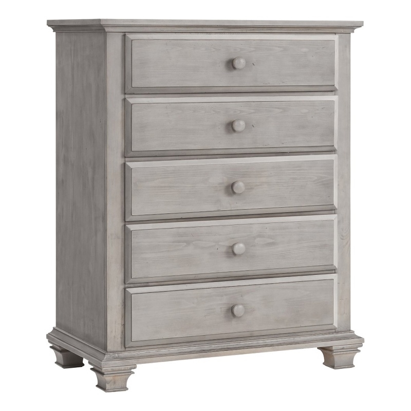 Rosebery Kids Set of 2 Stone Gray Wood 5-Drawer Chest and 2-Drawer Nightstand