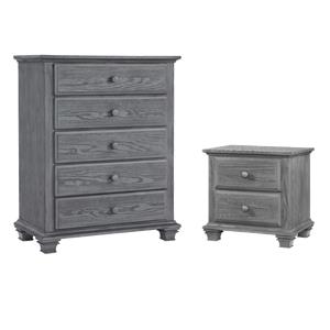 Rosebery Kids Set of 2 Graphite Gray Wood 5-Drawer Chest and 2-Drawer Nightstand