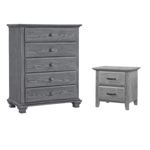 Rosebery Kids Set of 2 Graphite Gray Wood 5-Drawer Chest and 2-Drawer Nightstand