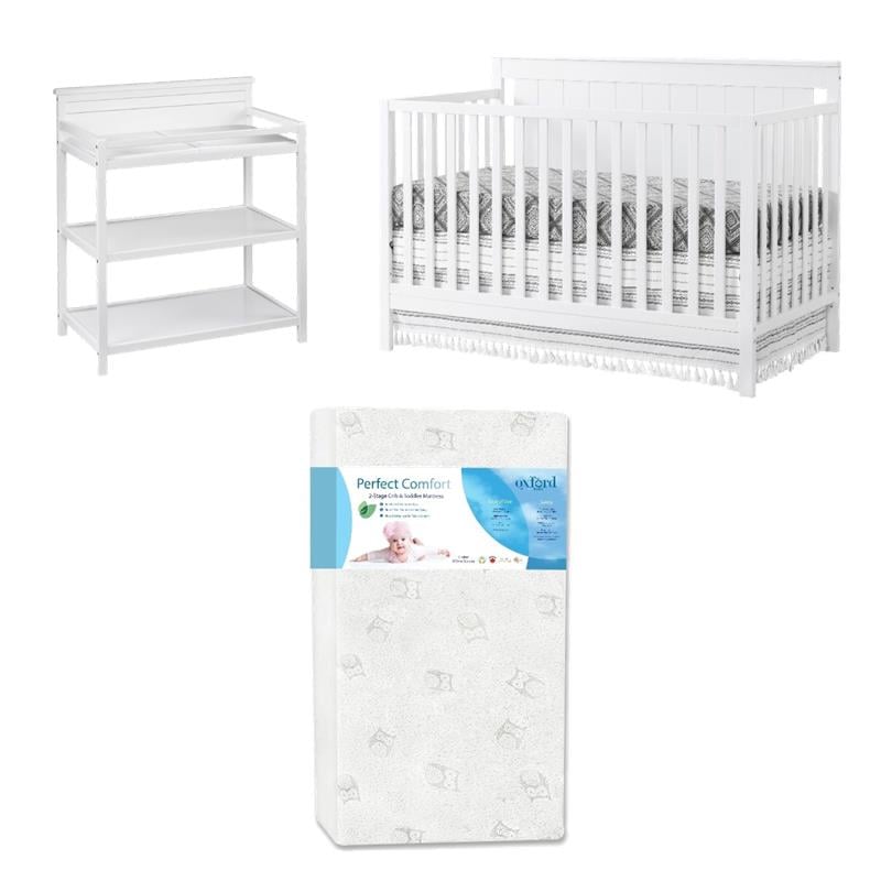 Rosebery Kids Set of 3 4 In 1 Convertible Crib & Mattress & Changing Station