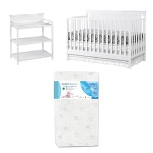 Rosebery Kids Set of 3 4 In 1 Convertible Crib & Mattress & Changing Station