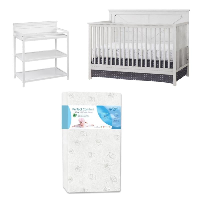 Rosebery Kids Set of 3 4 In 1 Convertible Crib & Mattress & Changing Station