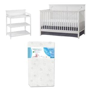 Rosebery Kids Set of 3 4 In 1 Convertible Crib & Mattress & Changing Station