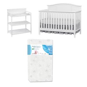 Rosebery Kids Set of 3 4 In 1 Convertible Crib & Mattress & Changing Station