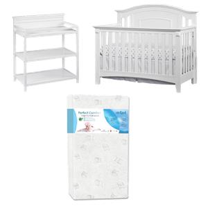 Rosebery Kids Set of 3 4 In 1 Convertible Crib & Mattress & Changing Station