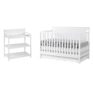 Rosebery Kids Set of 2 White 4 In 1 Convertible Crib and Changing Station