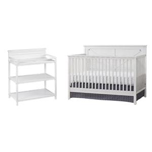 Rosebery Kids Set of 2 White 4 In 1 Convertible Crib and Changing Station