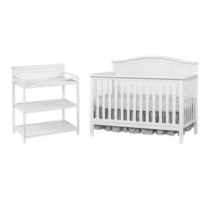 Rosebery Kids Set of 2 White 4 In 1 Convertible Crib and Changing Station