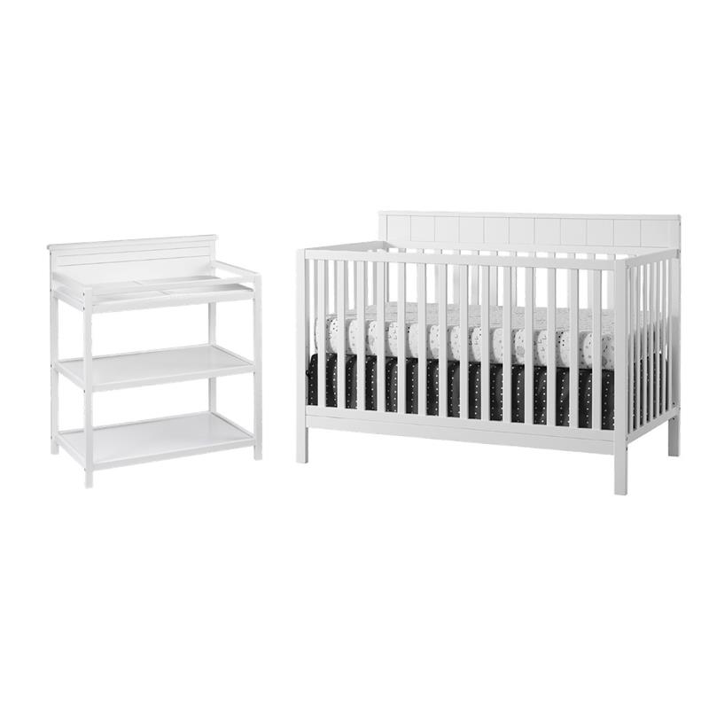 Rosebery Kids Set of 2 White 4 In 1 Convertible Crib and Changing Station