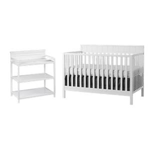 Rosebery Kids Set of 2 White 4 In 1 Convertible Crib and Changing Station