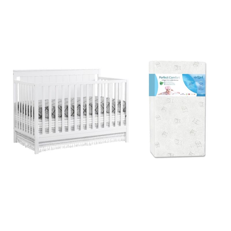 Rosebery Kids Set of 2 White 4 In 1 Convertible Crib and Toddler Mattress