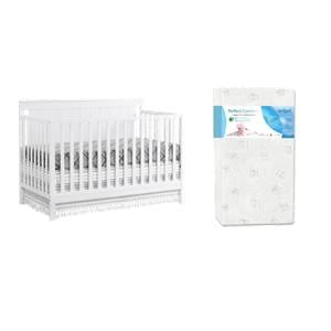 Rosebery Kids Set of 2 White 4 In 1 Convertible Crib and Toddler Mattress