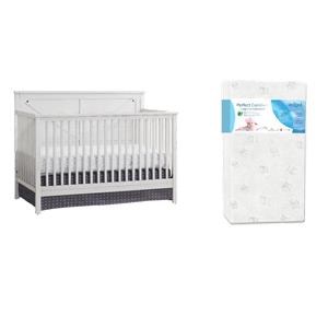 Rosebery Kids Set of 2 White 4 In 1 Convertible Crib and Toddler Mattress