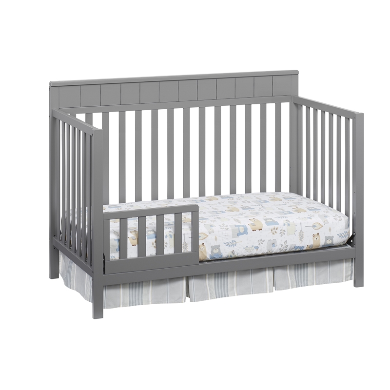 Rosebery Kids Set of 2 Gray 4 In 1 Convertible Crib and Toddler White Mattress