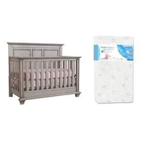 Rosebery Kids Set of 2 Gray 4 In 1 Convertible Crib and Toddler White Mattress