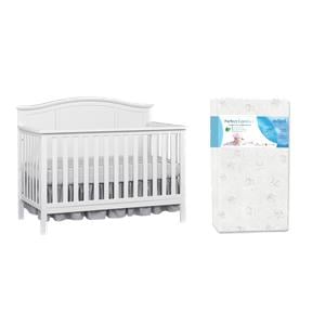Rosebery Kids Set of 2 White 4 In 1 Convertible Crib and Toddler Mattress