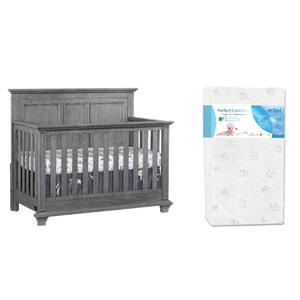 Rosebery Kids Set of 2 Gray 4 In 1 Convertible Crib and Toddler White Mattress