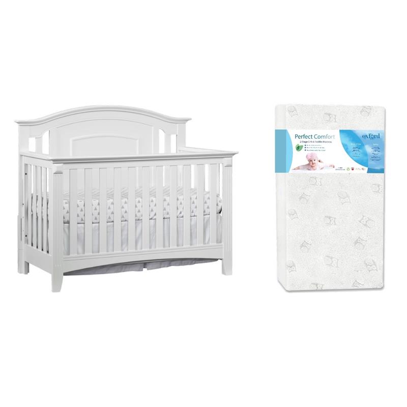 Rosebery Kids Set of 2 White 4 In 1 Convertible Crib and Toddler Mattress
