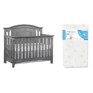Rosebery Kids Set of 2 Gray 4 In 1 Convertible Crib and Toddler White Mattress