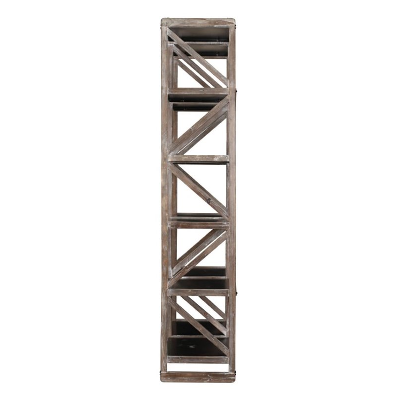 Vermonte Wood Bookshelf in White Wash and Black Finish