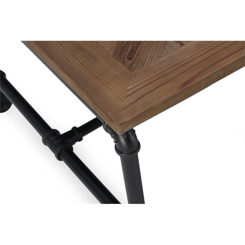 Burnham Home Wood Barrow Rectangular Wood Coffee Table Natural/Black