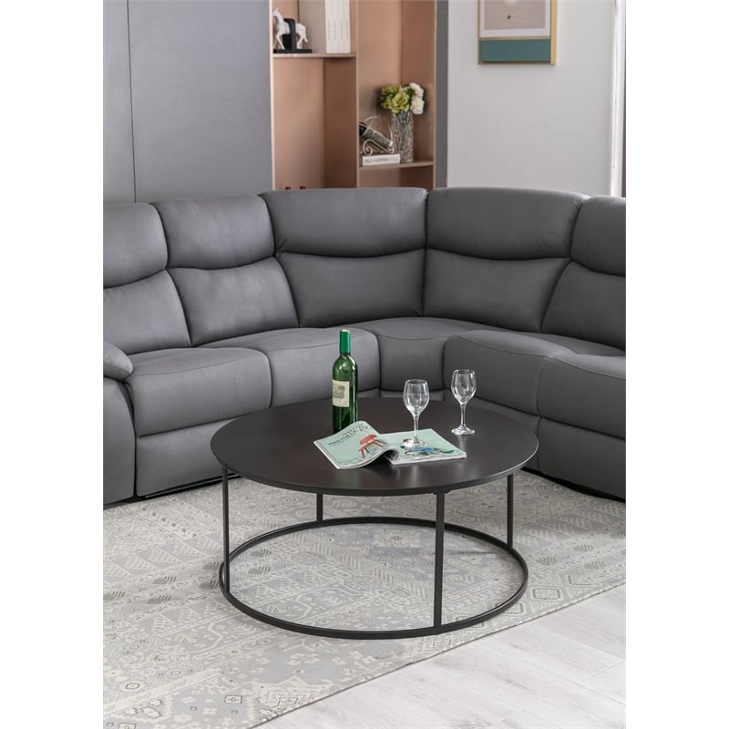 Boraam Robertson Round Metal Coffee Table - Dark Brown Finish