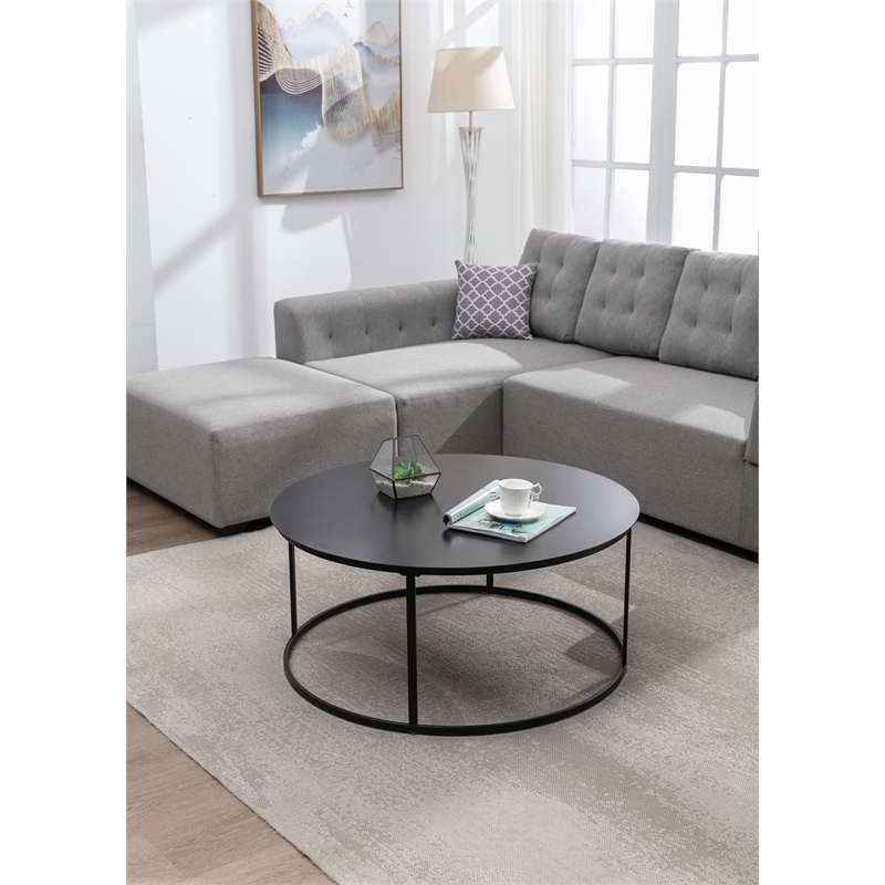 Boraam Robertson Round Metal Coffee Table - Dark Brown Finish