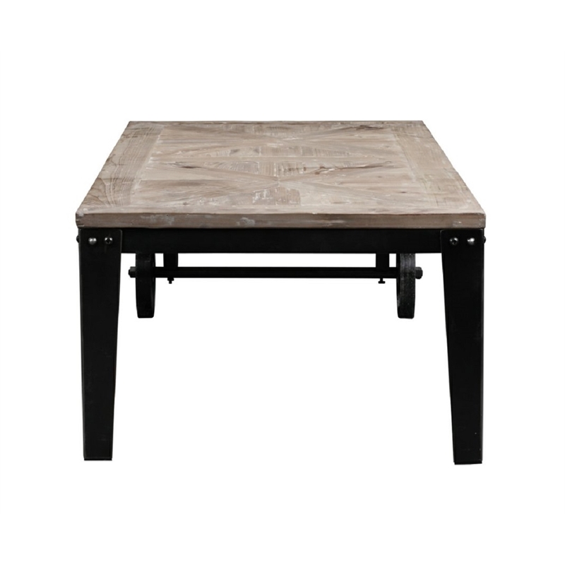 Burnham Home Wood Prescott Table Cart in Natural Finish