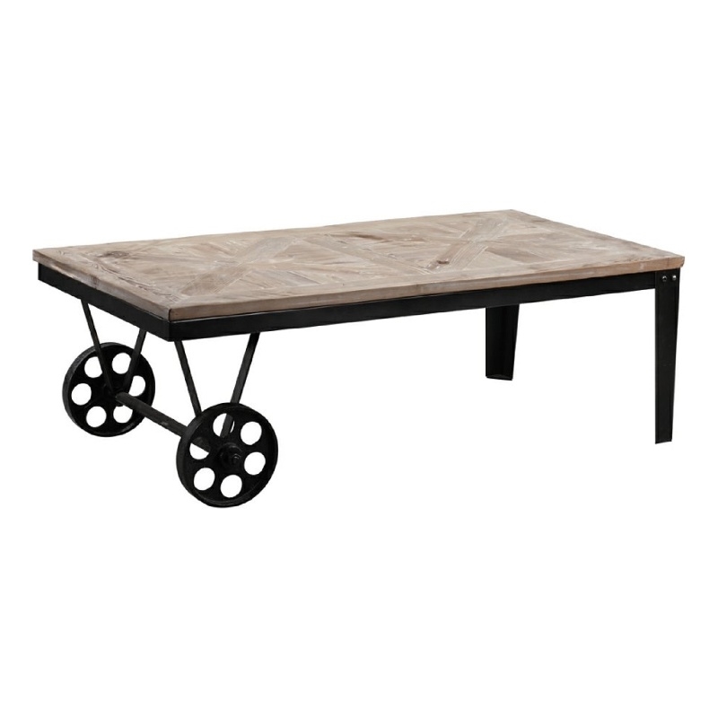Burnham Home Wood Prescott Table Cart in Natural Finish