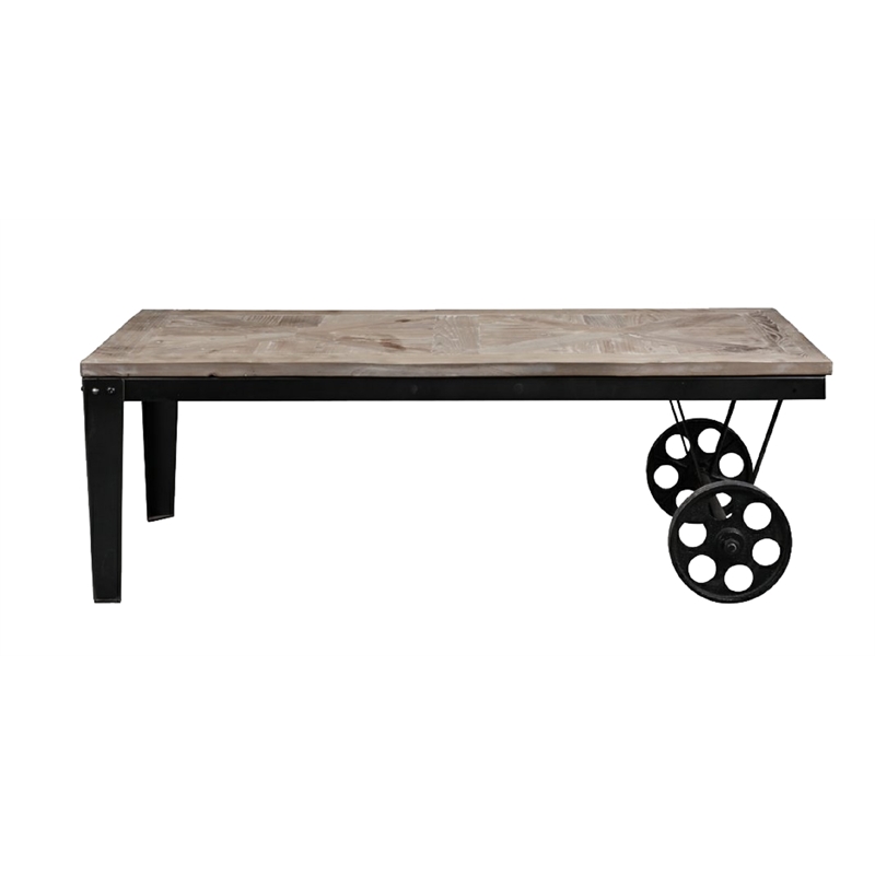 Burnham Home Wood Prescott Table Cart in Natural Finish